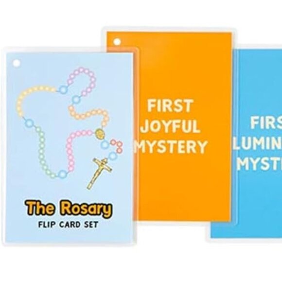 Needzo The Rosary Jumbo Flip Card Set, Bible Study School Learning Supplies - Picture 7 of 9
